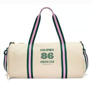 Victoria's 💚🩷Secret NWT Dorm Cream And Green🩷💚 Duffle Bag